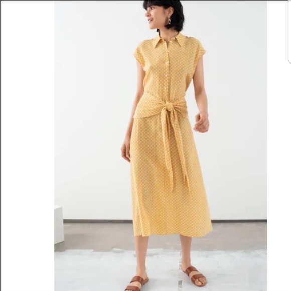 & Other Stories Dresses & Skirts - & Other Stories Waist Knot Midi Dress In Yellow Print